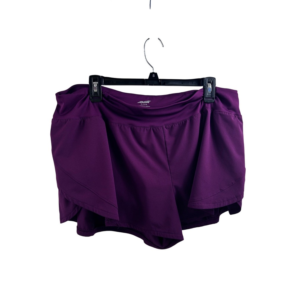 Avia Running Shorts XL 16-18 Purple Layered Petal Hem Athletic Women